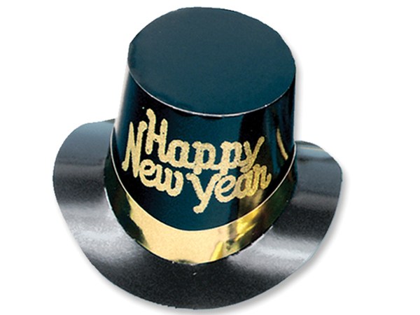 Black & Gold Happy New Year Top Hat