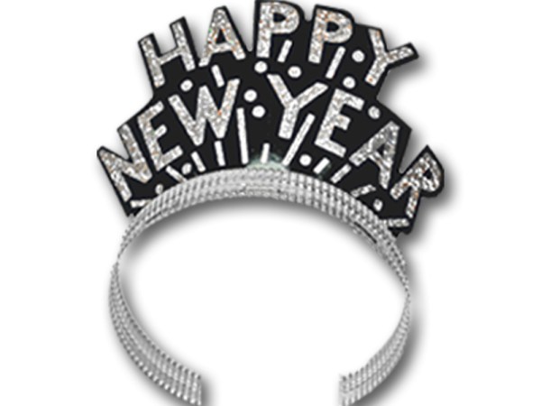 Black & Silver Happy New Year Tiara - Pack 50