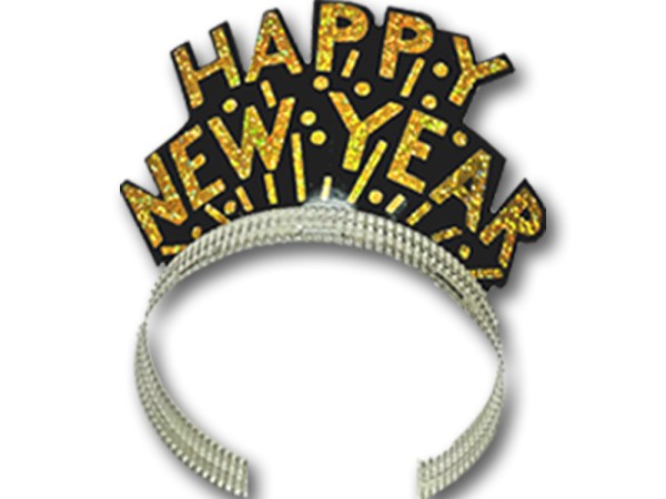 Black & Gold Happy New Year Tiara - Pack 50