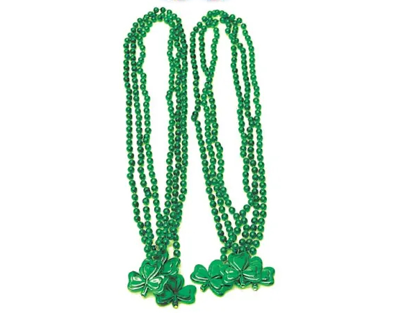 Green Beads with Irish Clover