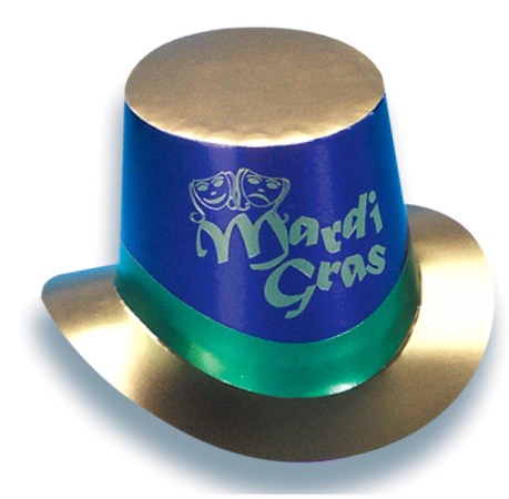 Mardi Gras Imprinted Foil Curved Brim Top Hat