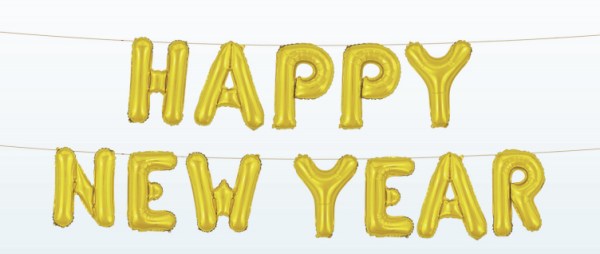 Gold Happy New Year Balloon Banner