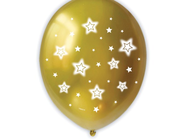 Gold Star Printed Balloons