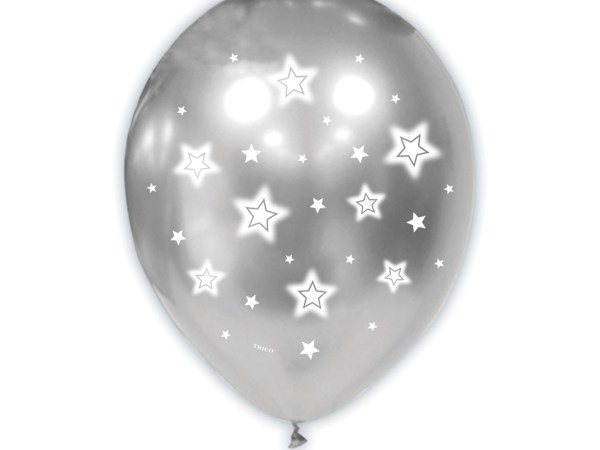 Silver Star Printed Balloons